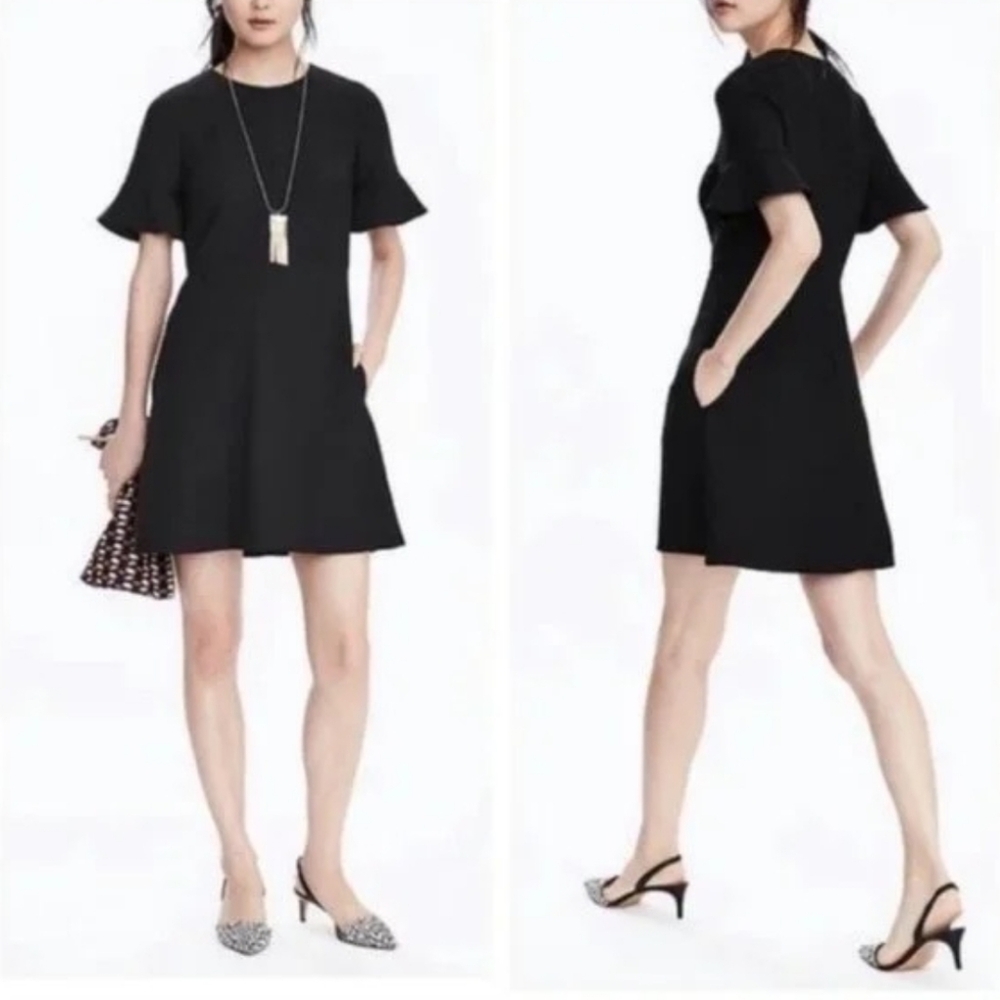 BR Little Black Dress With Ruffle Sleeves And Pockets